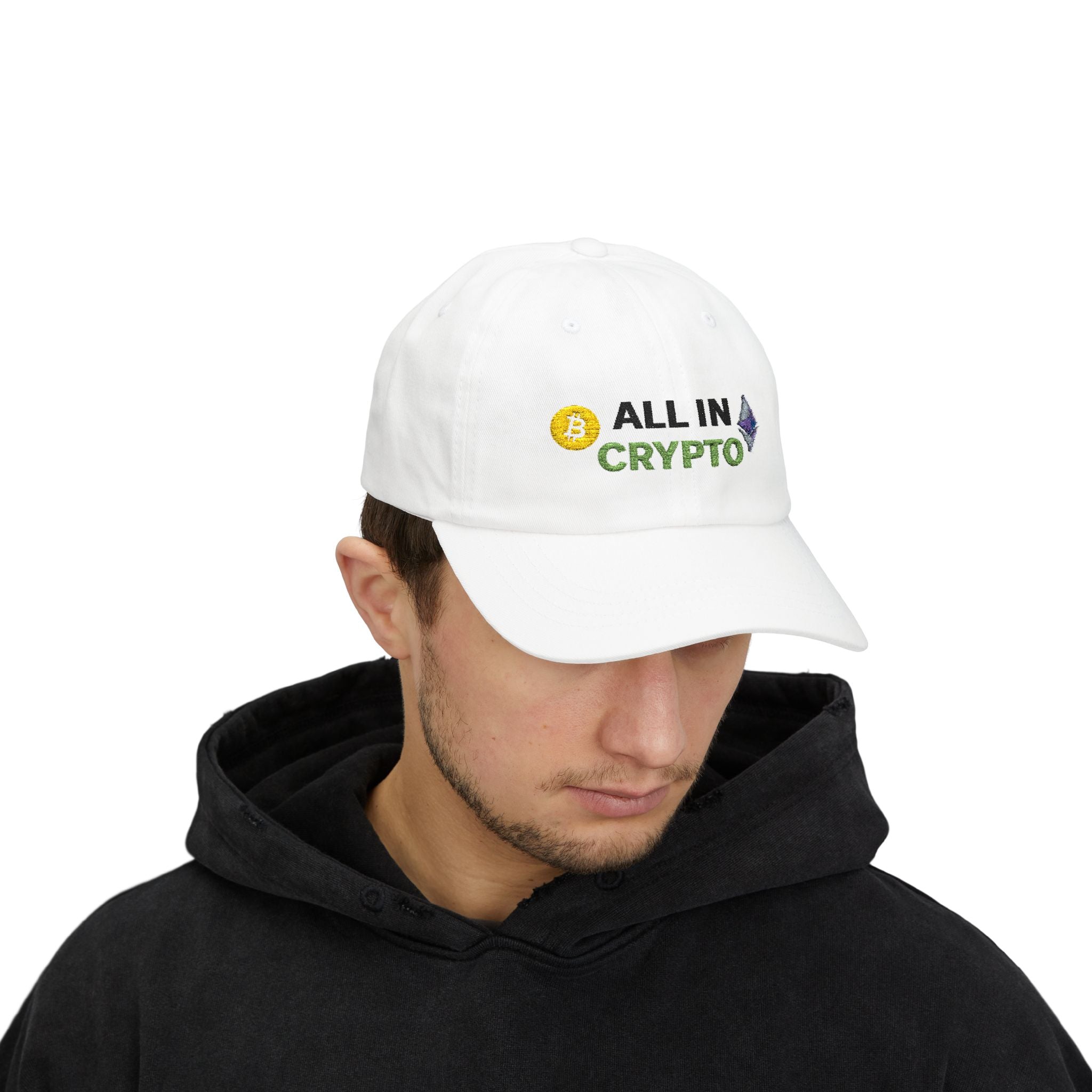 Cryptocurrency Dad Cap - Classic White Hat for Crypto Enthusiasts, Gift for Dads, Trendy Accessories, Summer Outfits, Fashion Statement